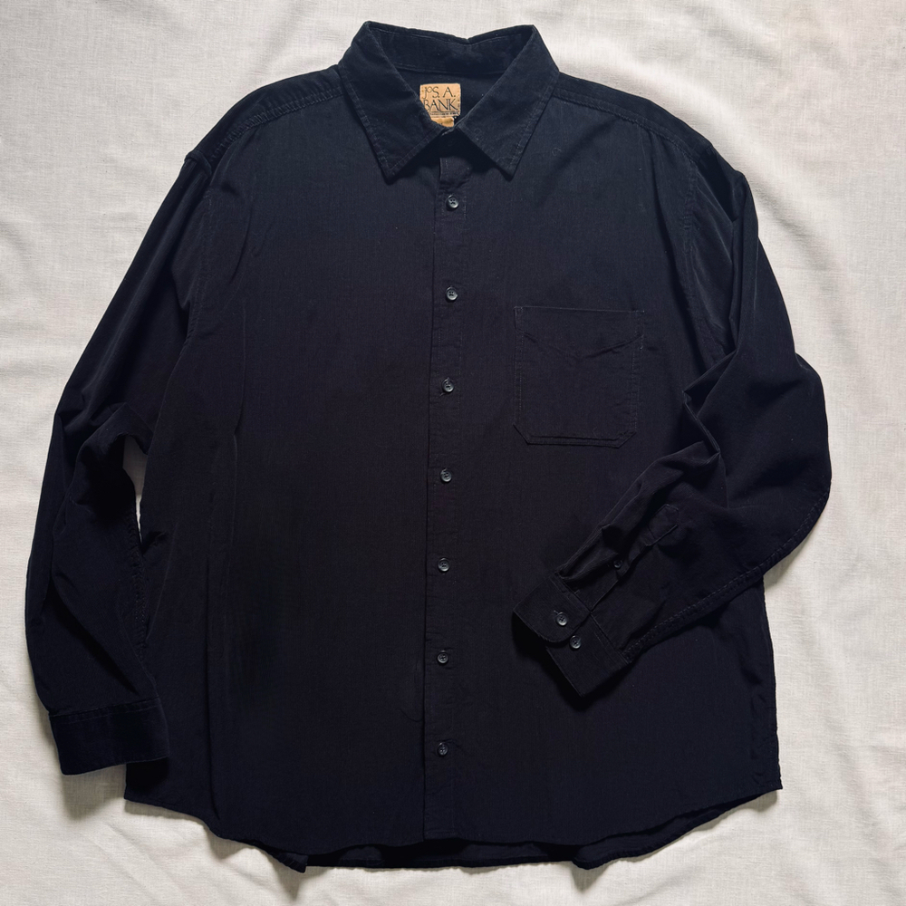 Jos. A. Bank Black Fine Wale Corduroy One-Pocket Button-Up XL